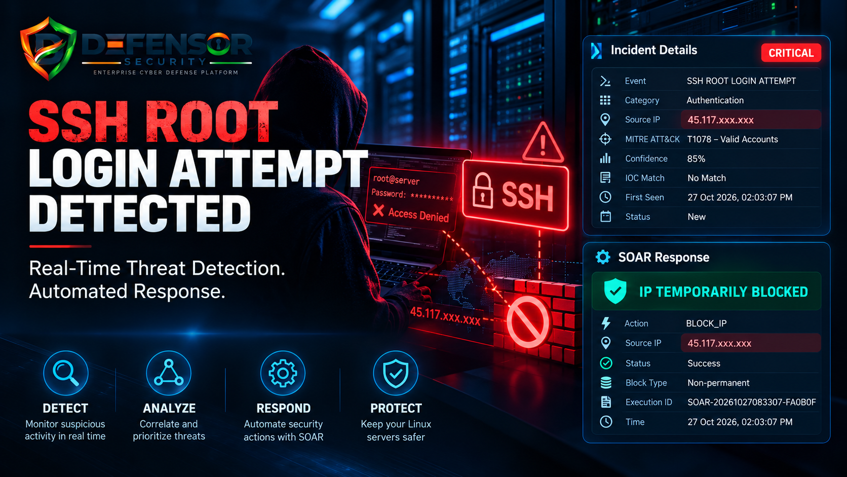 SSH Root Login Attempt Detected | Defensor Security